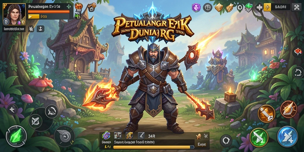 Tampilan gameplay yang mendebarkan dalam dunia RPG yang luas.