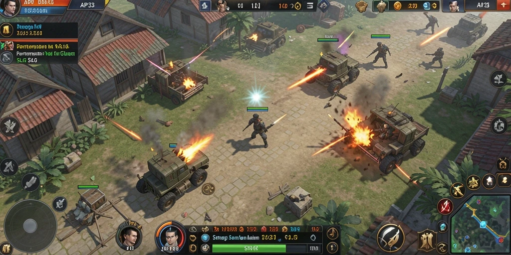 Screenshot gameplay menunjukkan intensitas pertempuran dalam API33.