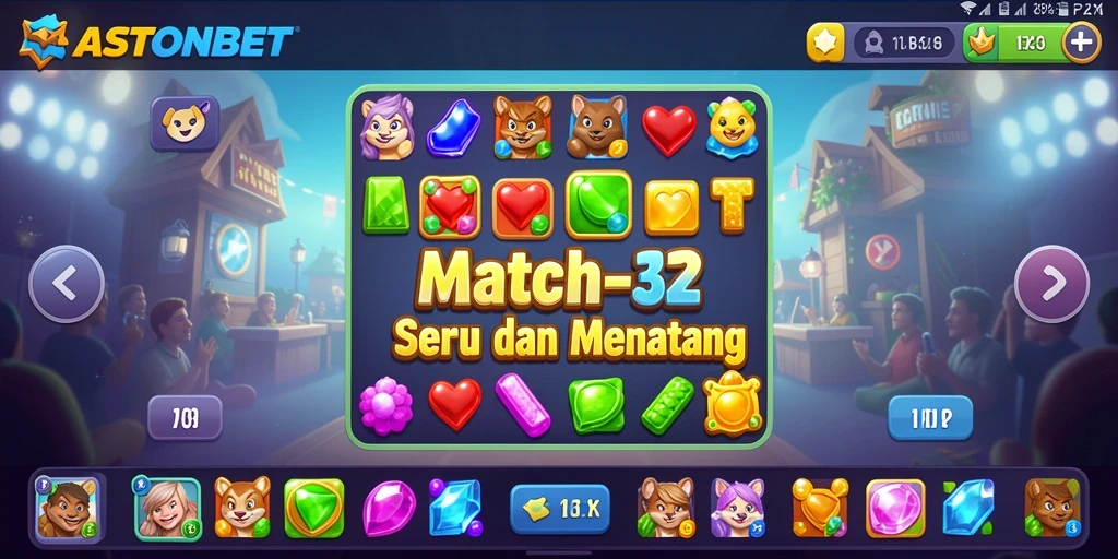 Tampilan gameplay seru dan menantang di ASTONBET Match-3.
