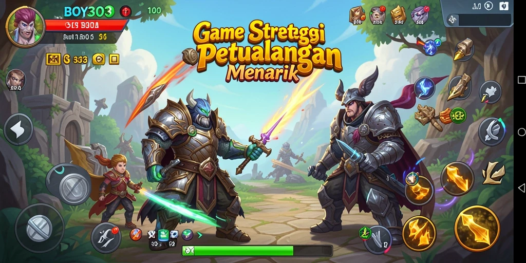 Screenshot gameplay BOY303 menampilkan pertempuran strategis yang intens.