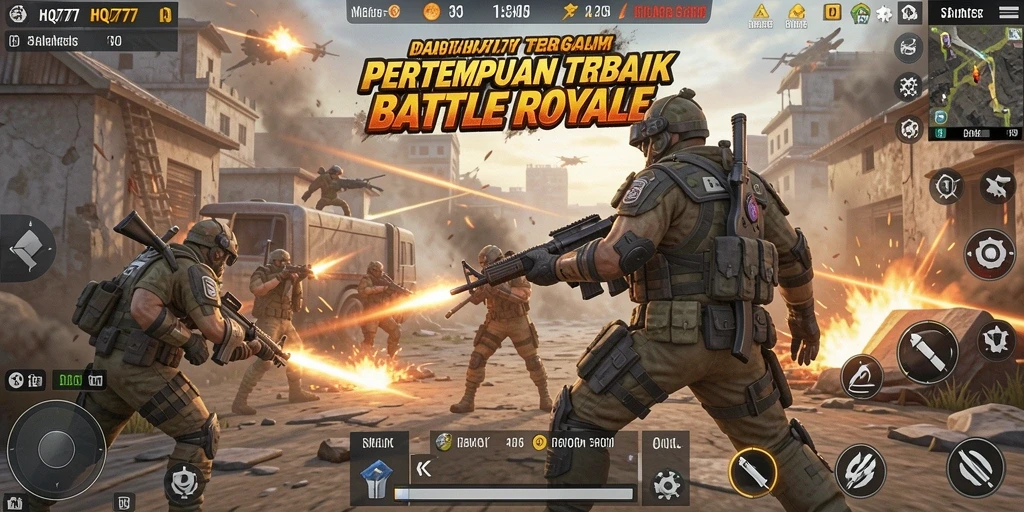 Tangkapan layar mendebarkan gameplay Battle Royale di HQ777.