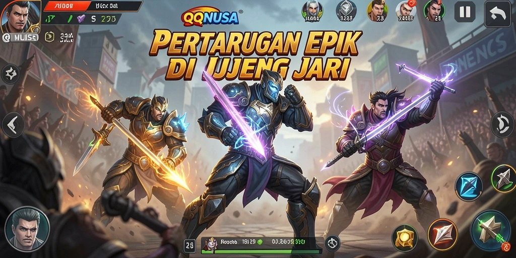 Screenshot menunjukkan aksi pertarungan seru di QQNUSA.