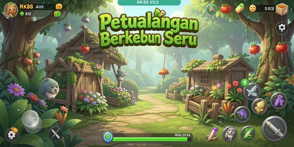 Tampilan menarik dari permainan berkebun RK88 yang penuh warna.