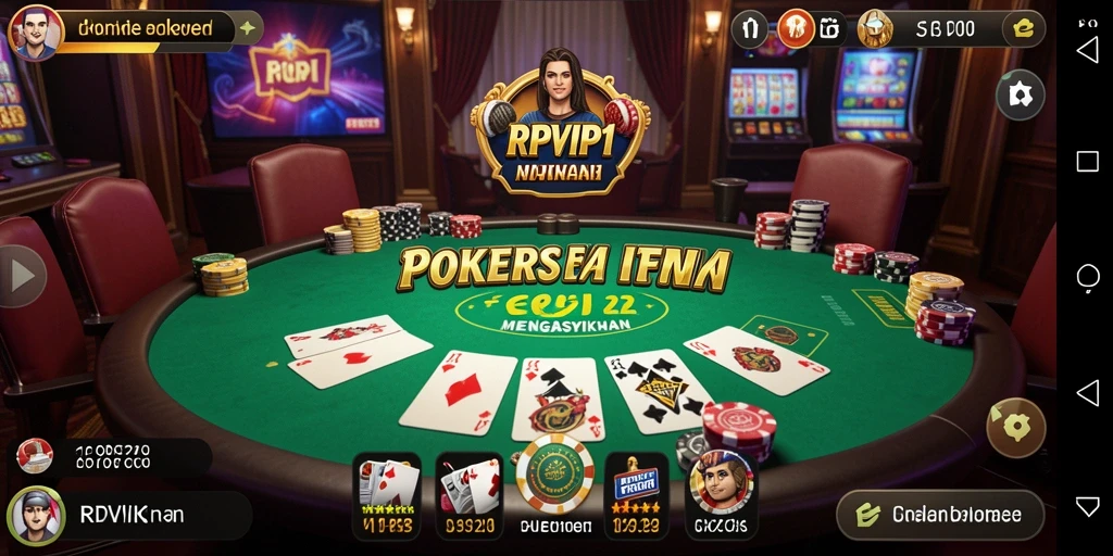Tangkapan layar RPVIP1 menunjukkan aksi seru dalam permainan Poker