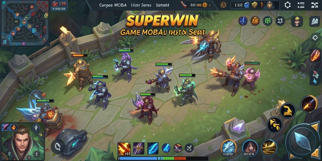 Tampilan gameplay <strong>SUPERWIN</strong> dengan pertempuran seru antar karakter.